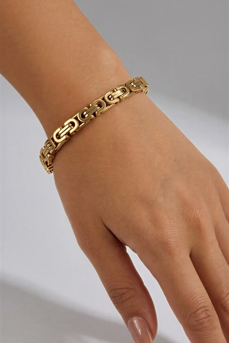 Chain Model Gold Altın Kaplama Çelik Bileklik