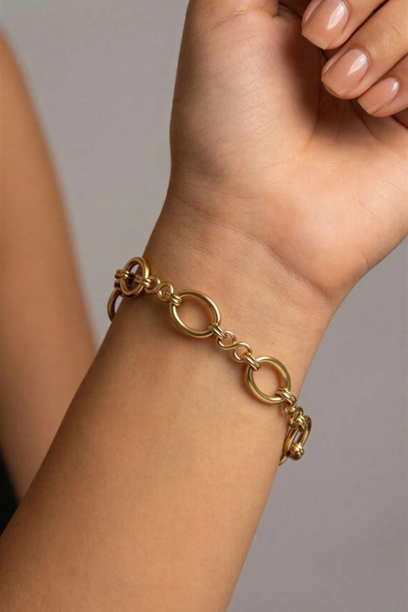 Halka Model Sonsuzluk Detay Gold Altın Kaplama Çelik Bileklik