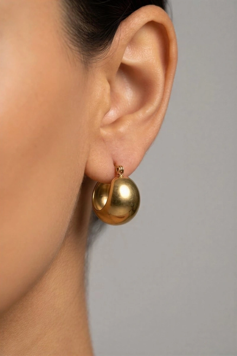 Done Model Gold Altın Kaplama Çelik Küpe