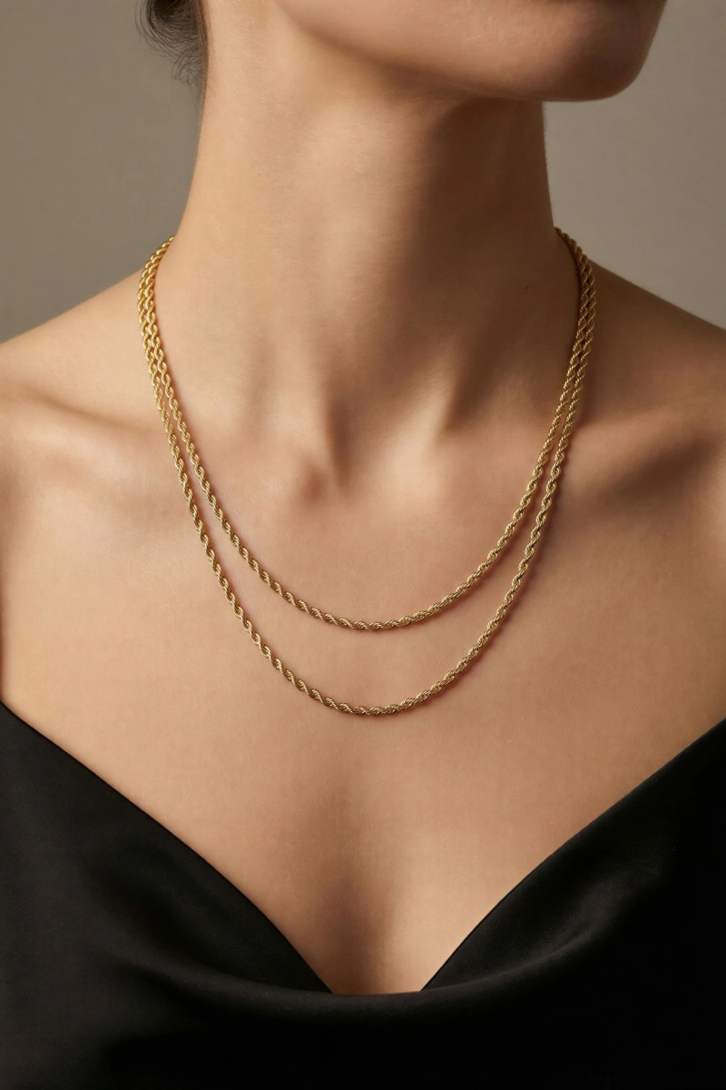 Çift Burgu Model Gold Altın Kaplama Kolye