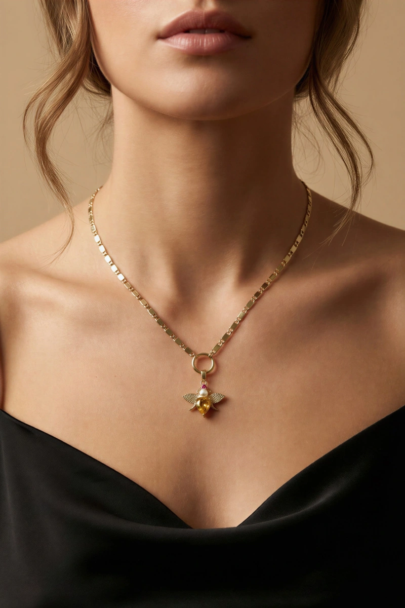 Arı Model Gold Altın Kaplama Kolye