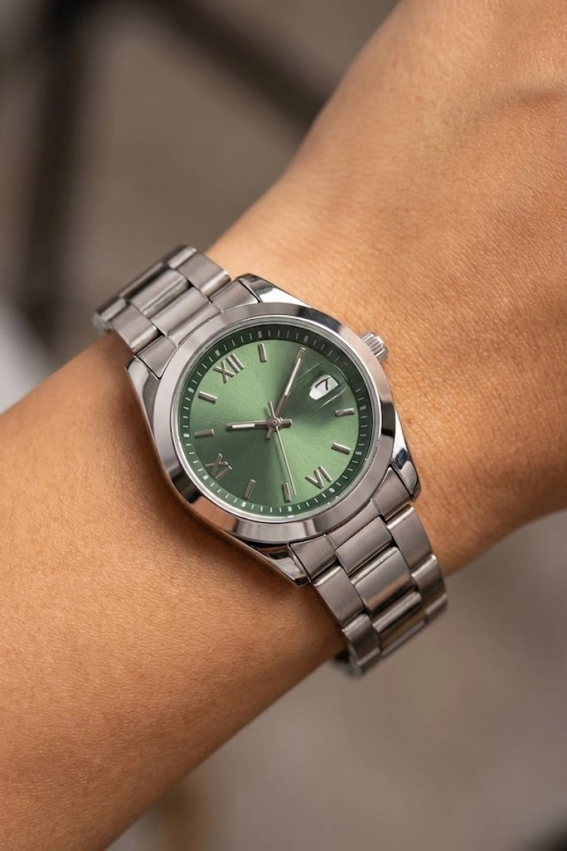 Roma Rakam Model Beyaz İçi Haki Kadın Kol Saati