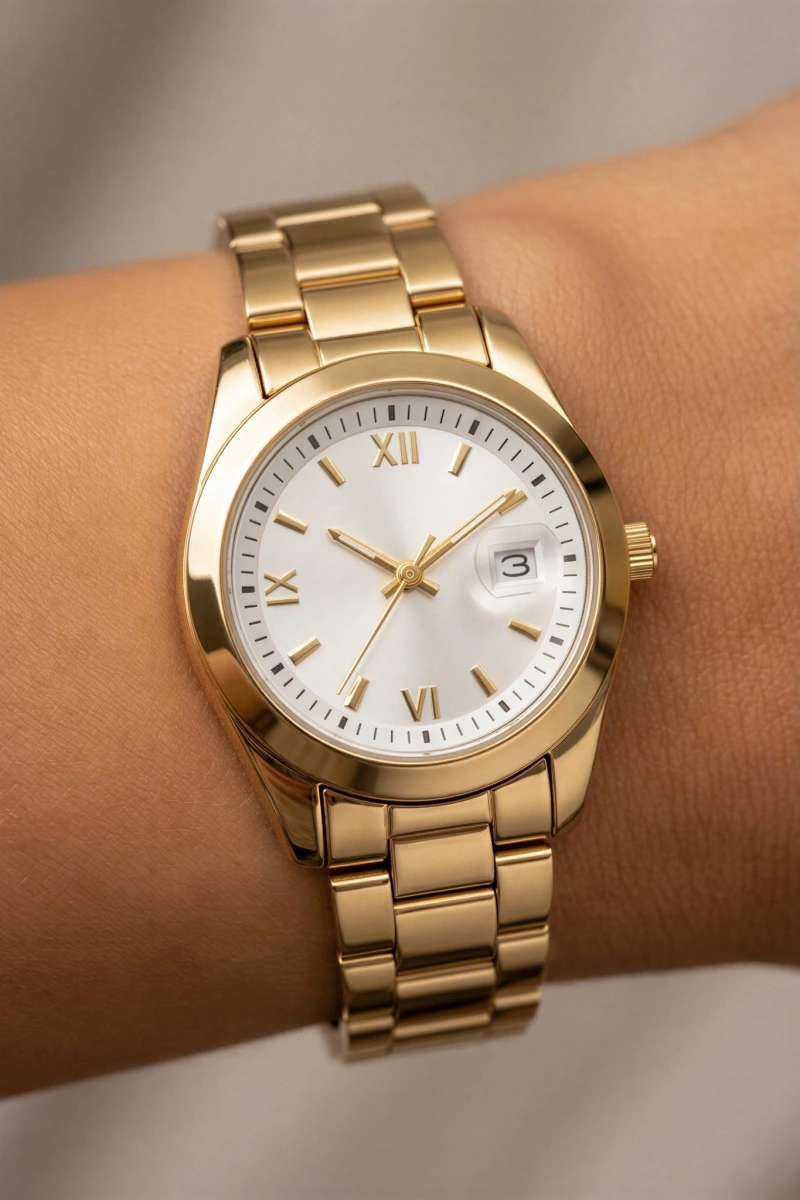 Roma Rakam Model Gold İçi Beyaz Kadın Kol Saati