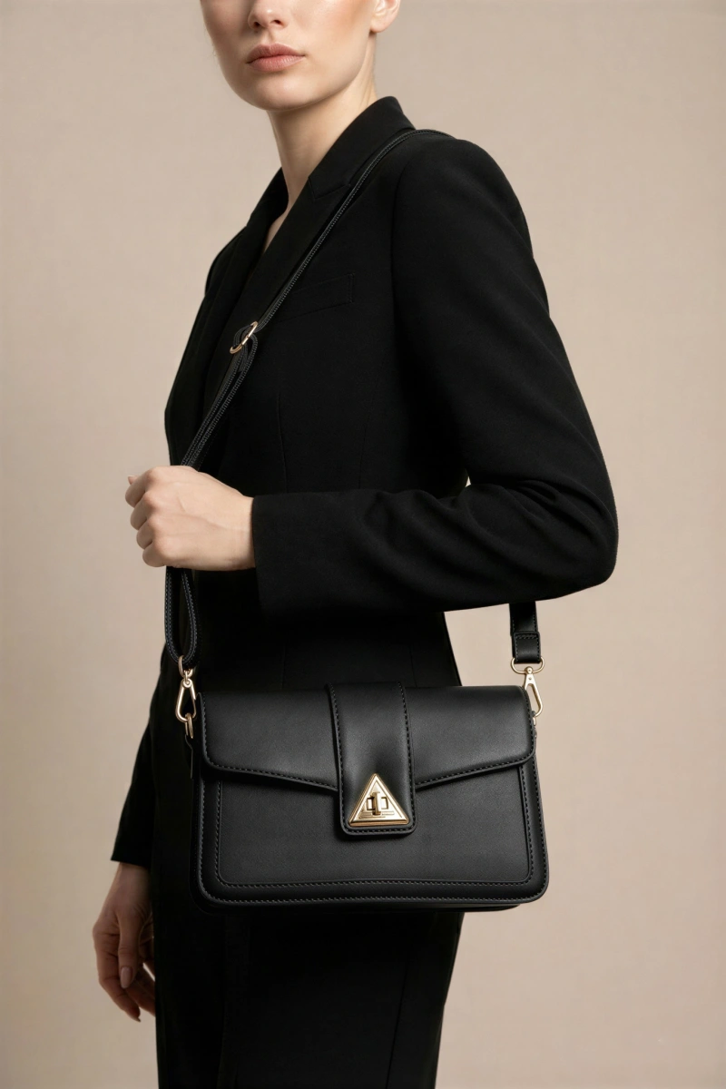 Üçgen Model Siyah Renk Kadın Çanta