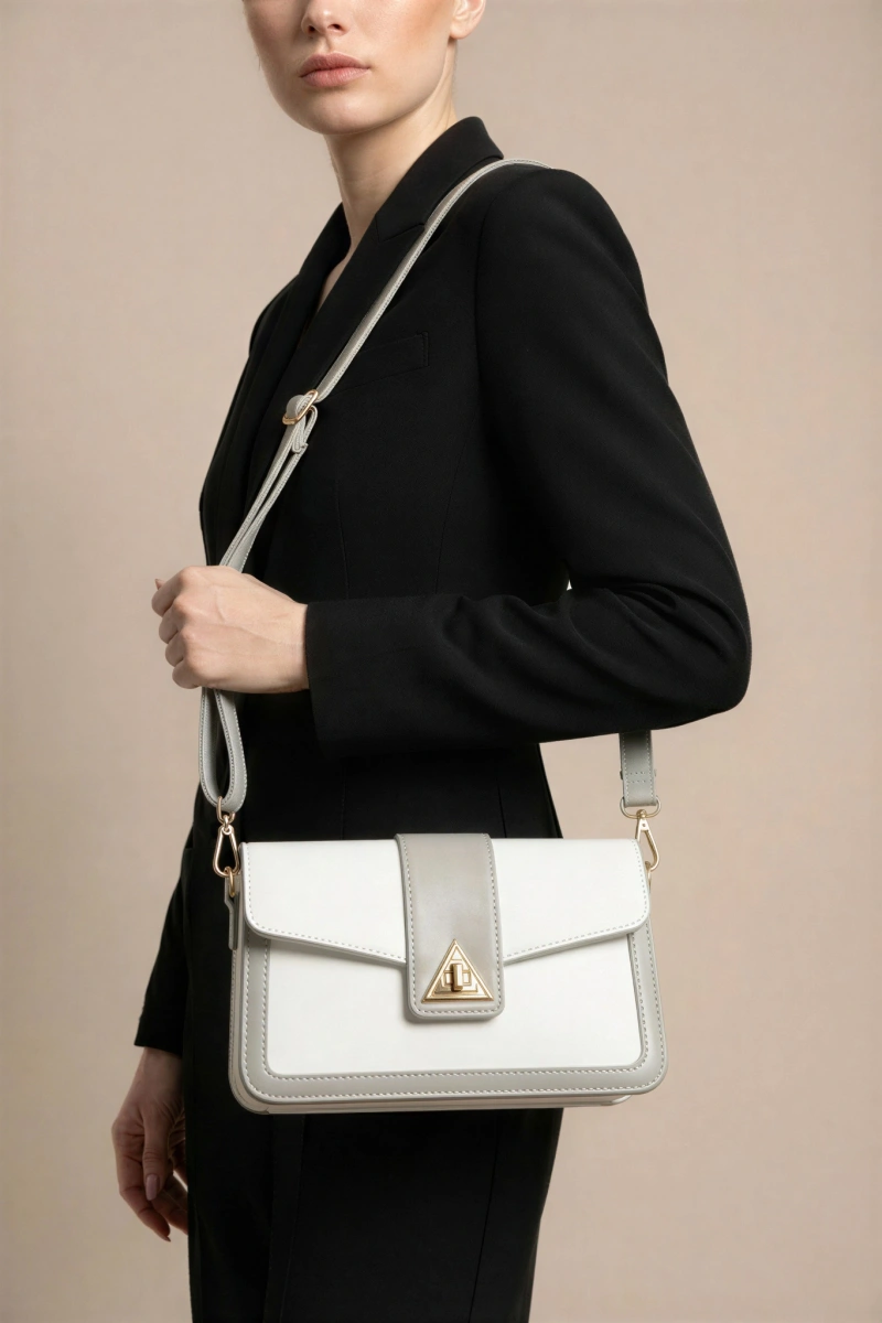 Üçgen Model Beyaz Renk Kadın Çanta