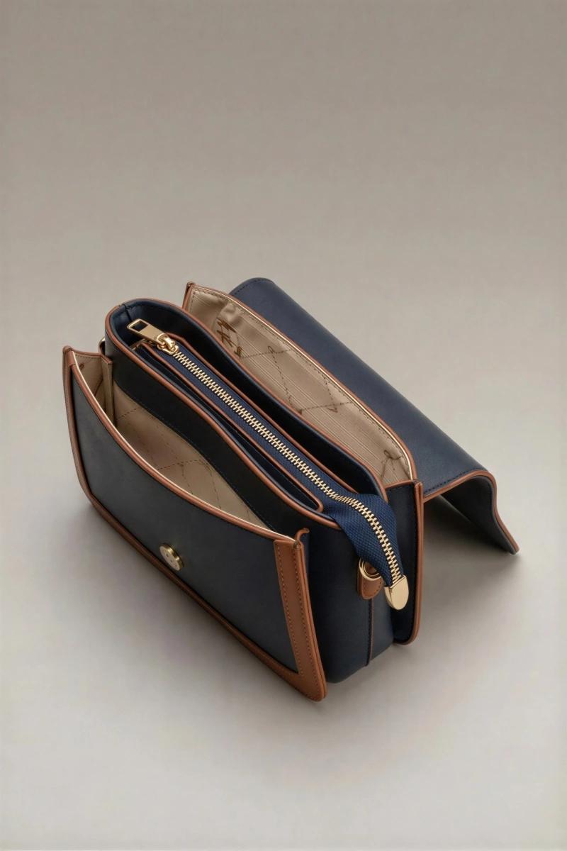 Üçgen Model Lacivert Taba Renk Kadın Çanta