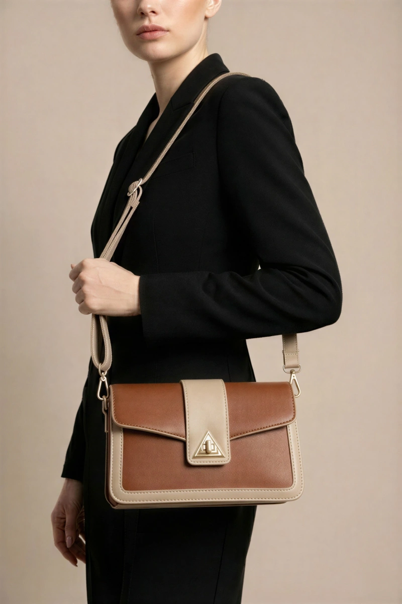Üçgen Model Taba Bej Renk Kadın Çanta