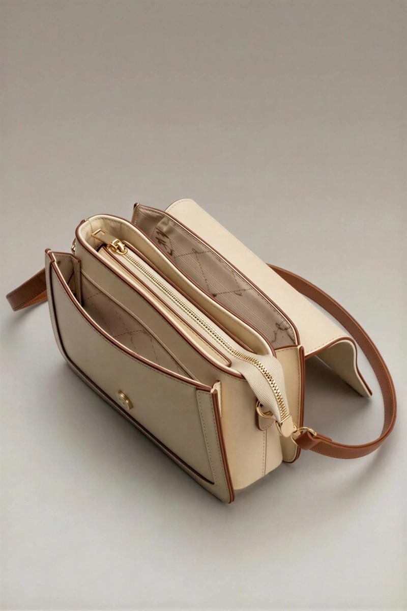 Üçgen Model Ekru Taba Renk Kadın Çanta