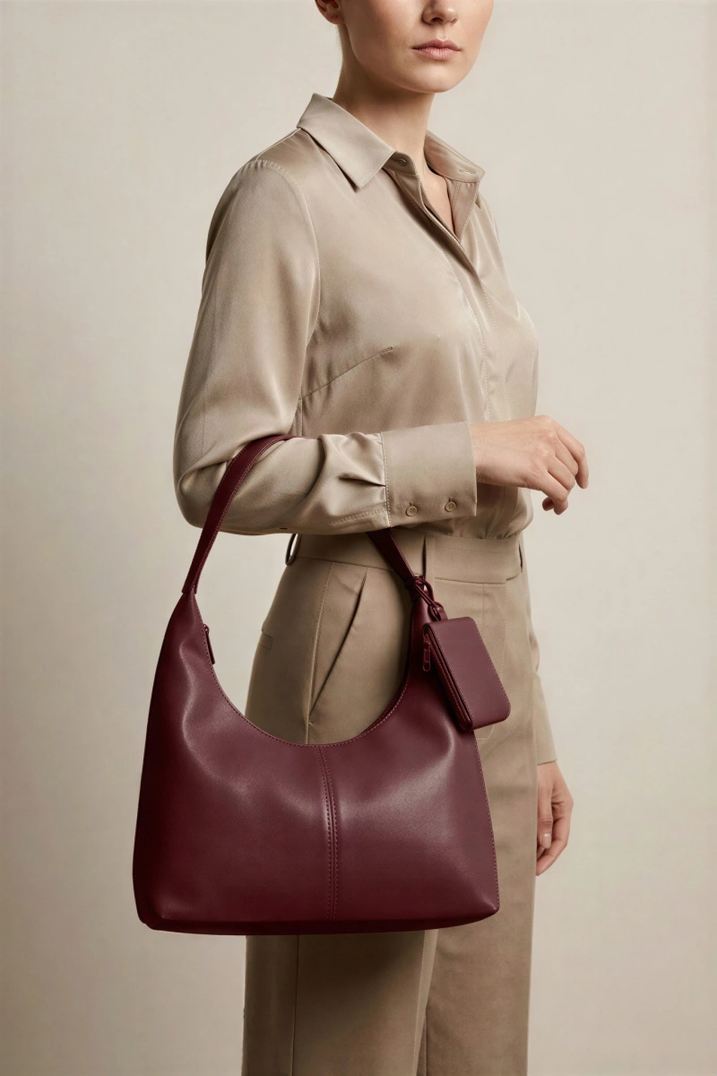 Bordo Renk Cüzdanlı Model Kadın Çanta