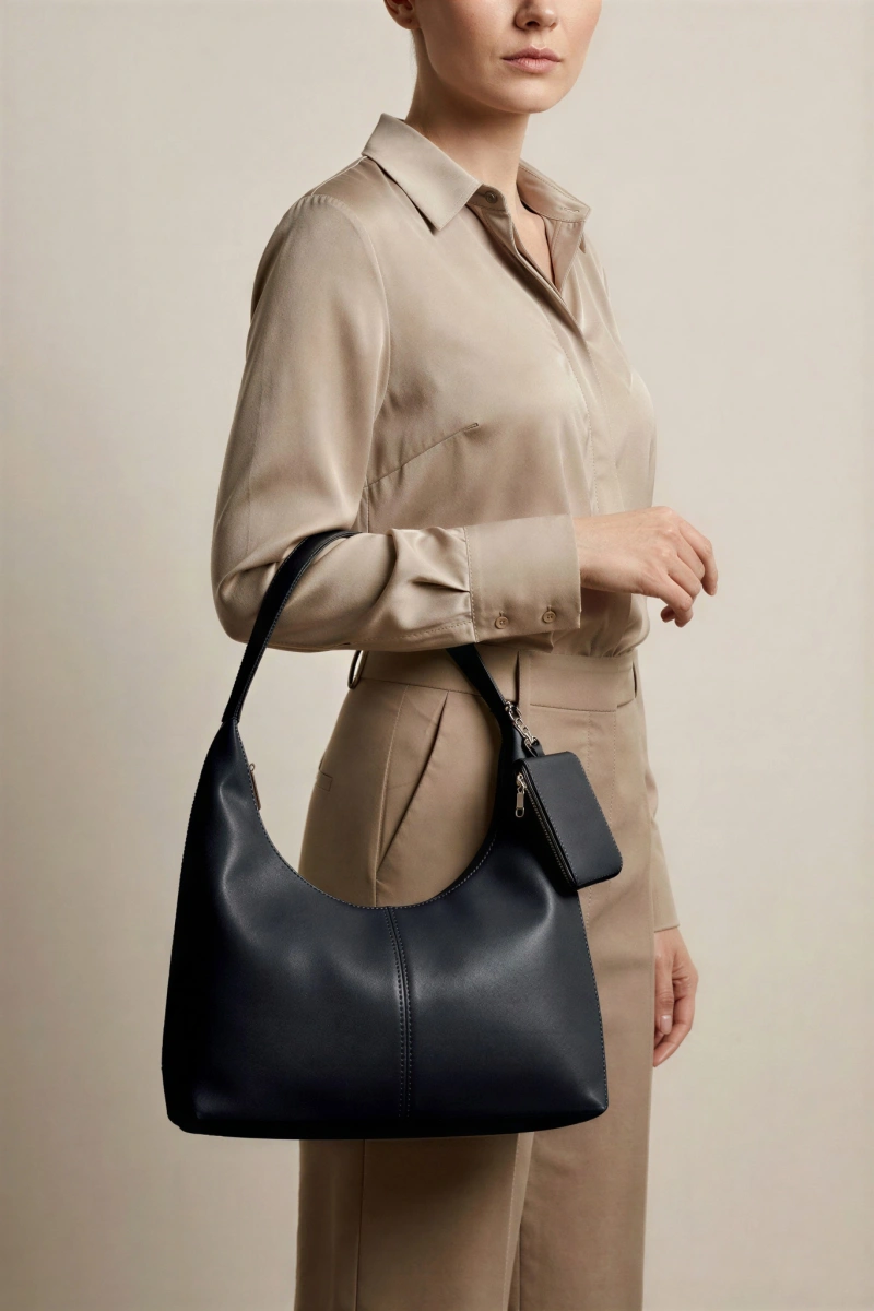 Siyah Renk Cüzdanlı Model Kadın Çanta