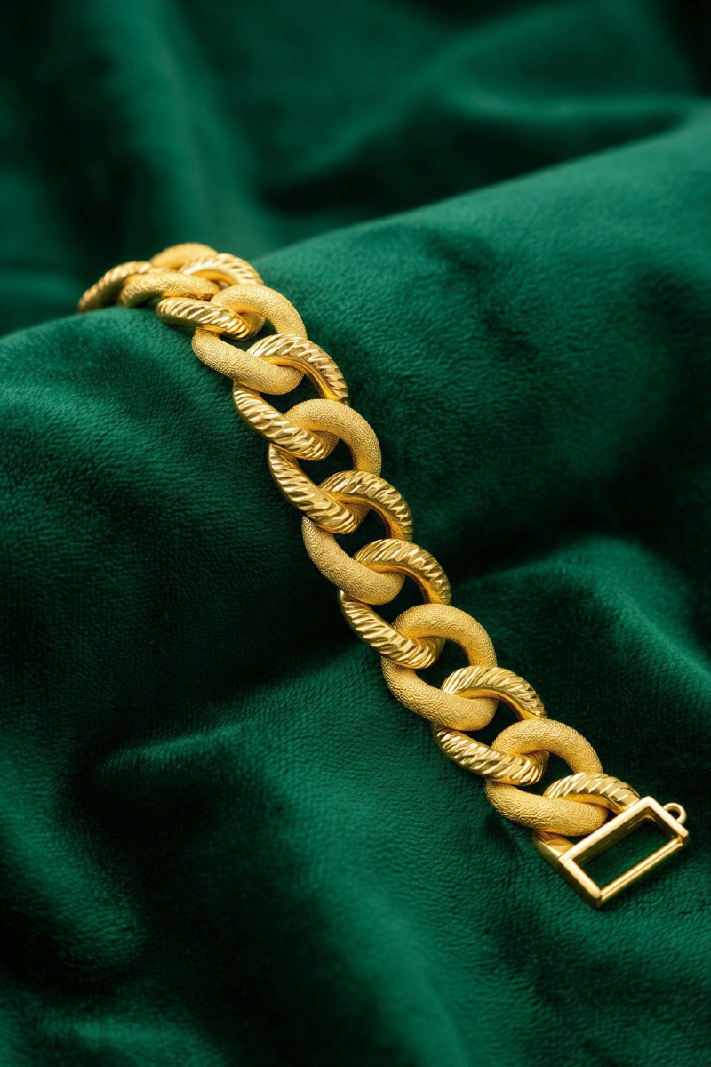 Geniş Uzay Yolu Model Sim Detay Gold Altın Kaplama Kuyumcu Bileklik