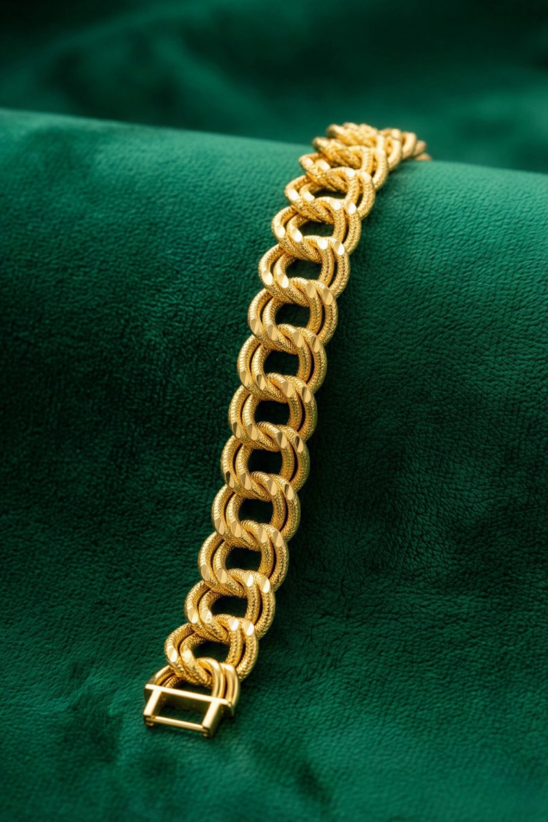 Uzay Yolu Sim Detay Gold Altın Kaplama Kuyumcu Bileklik