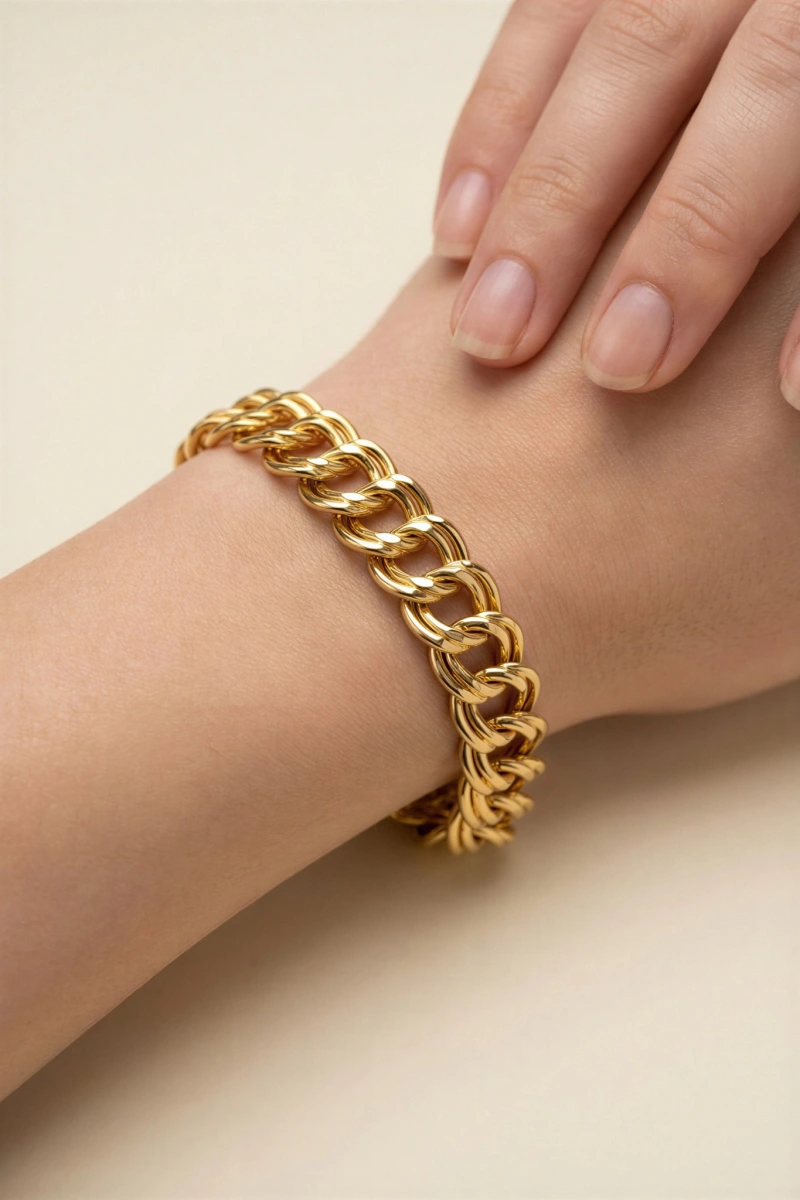 Uzay Yolu Düz Detay Gold Altın Kaplama Kuyumcu Bileklik