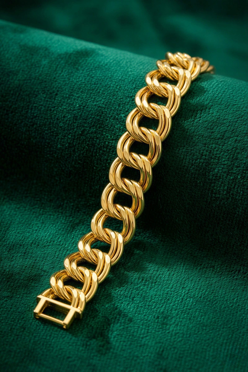 Uzay Yolu Düz Detay Gold Altın Kaplama Kuyumcu Bileklik