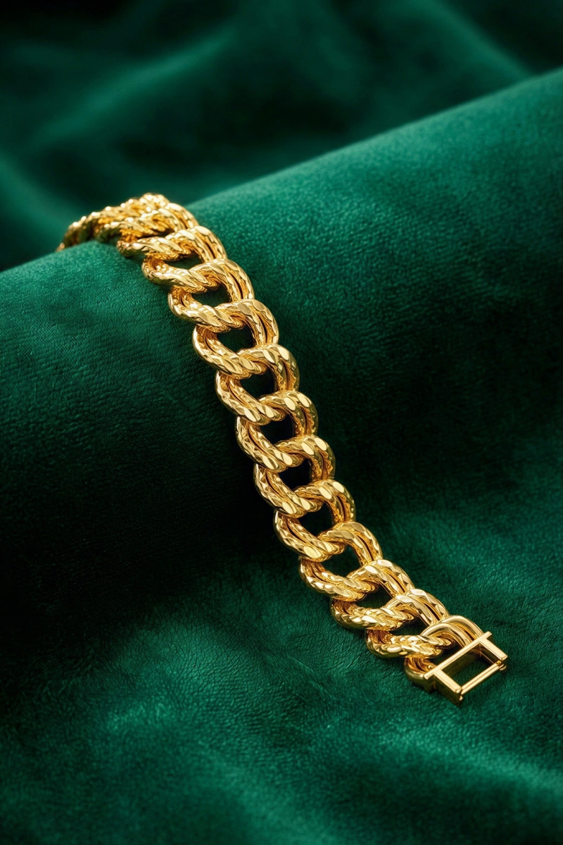 Uzay Yolu Dağınık Detay Gold Altın Kaplama Kuyumcu Bileklik