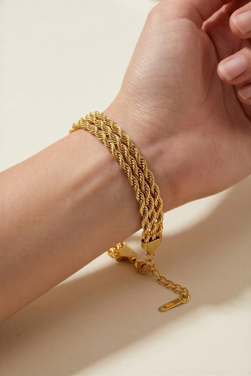 Üç Sıra Burgu Model Gold Altın Kaplama Kuyumcu Model