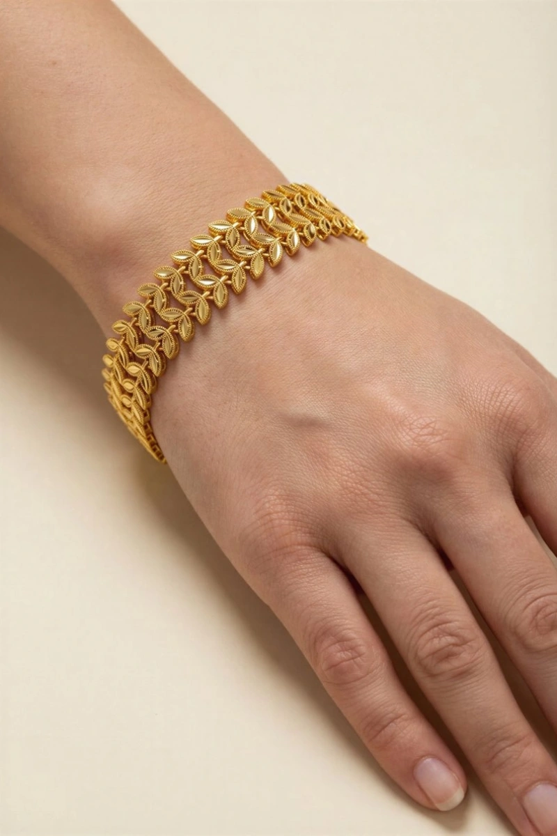 Çift Sıra Başak Model Gold Altın Kaplama Kuyumcu Bileklik