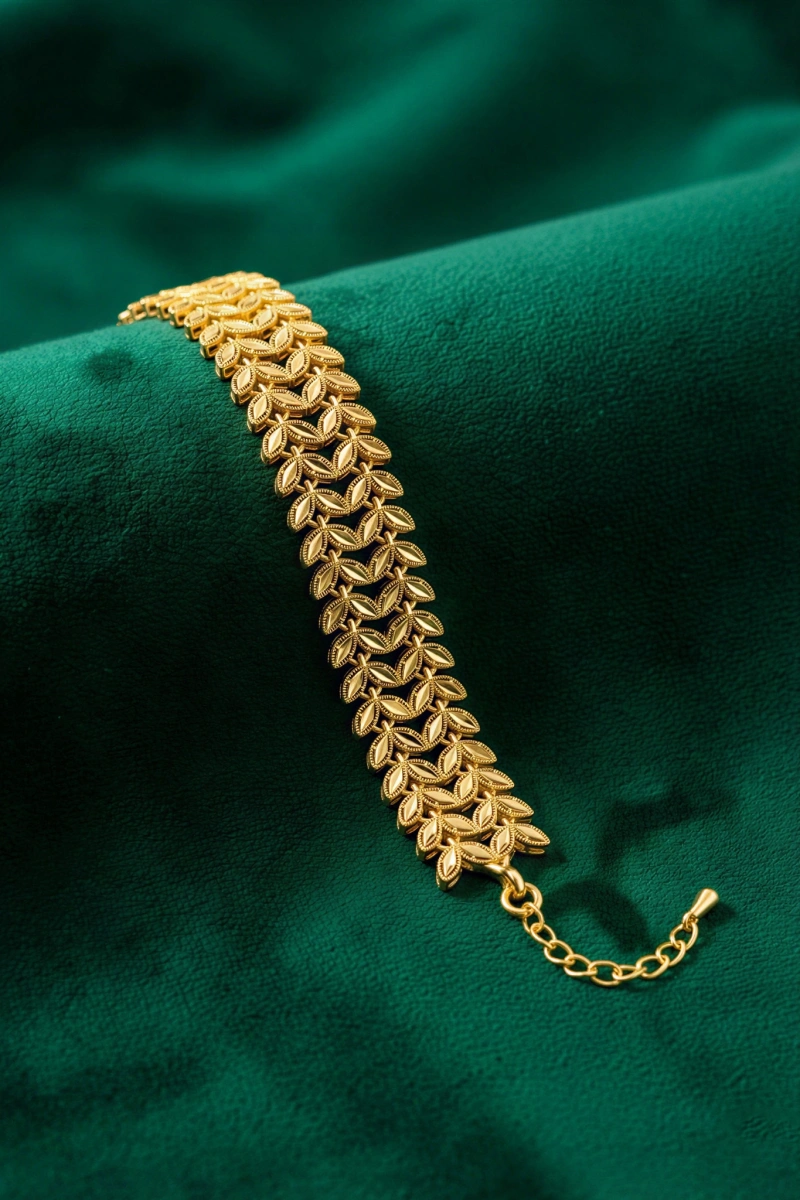 Çift Sıra Başak Model Gold Altın Kaplama Kuyumcu Bileklik