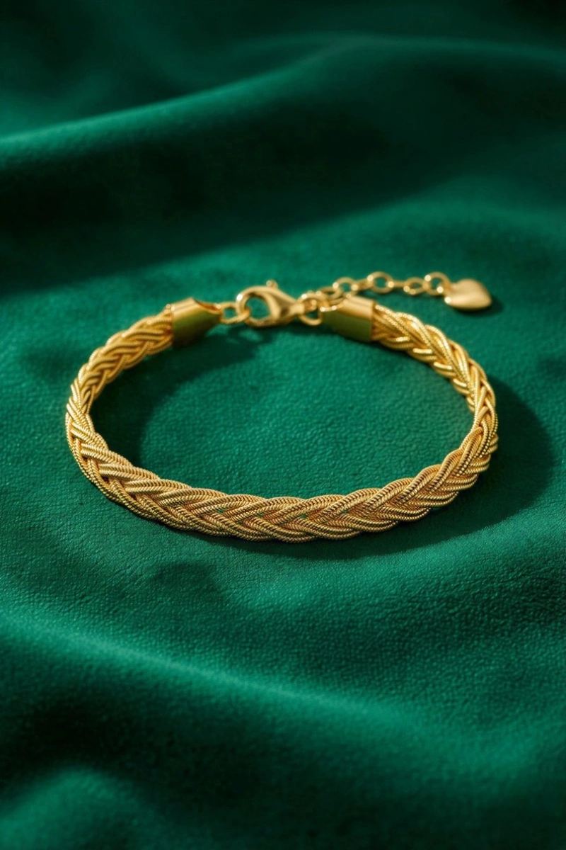 Tek Sıra Halat Model Gold Altın Kaplama Kuyumcu Bileklik