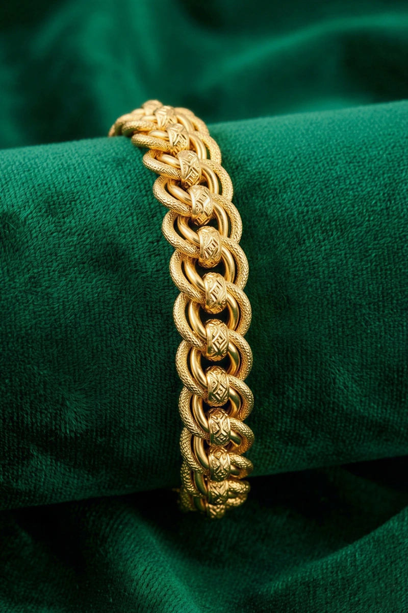 Uzay Yolu Model İç İçe Detay Gold Altın Kaplama Kuyumcu Bileklik