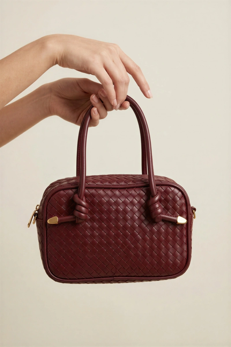 Jersey Model Bordo Renk Deri Kol Çantası