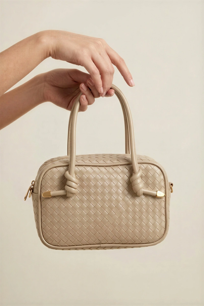 Jersey Model Ekru Renk Deri Kol Çantası