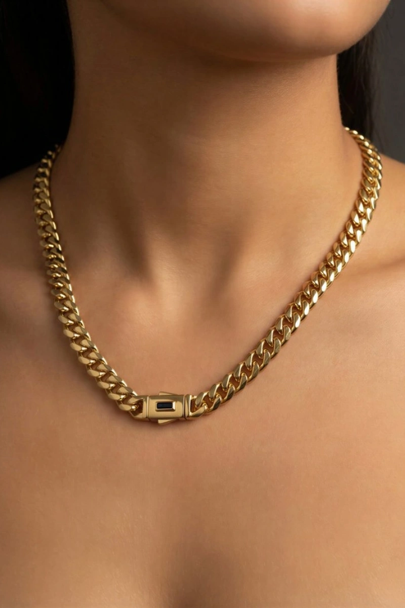 Premium Seri Taşsız Gold Altın Kaplama Gurmet Kolye