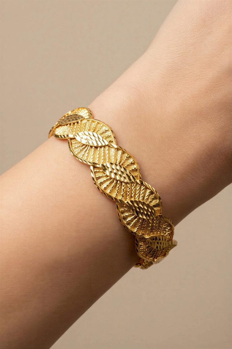 Dalga Geçiş Model Kuyum Gold Altın Kaplama Bilezik