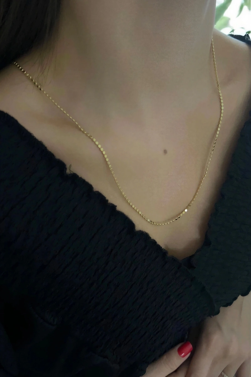 Pul Zincir Model Gold Altın Kaplama Kolye