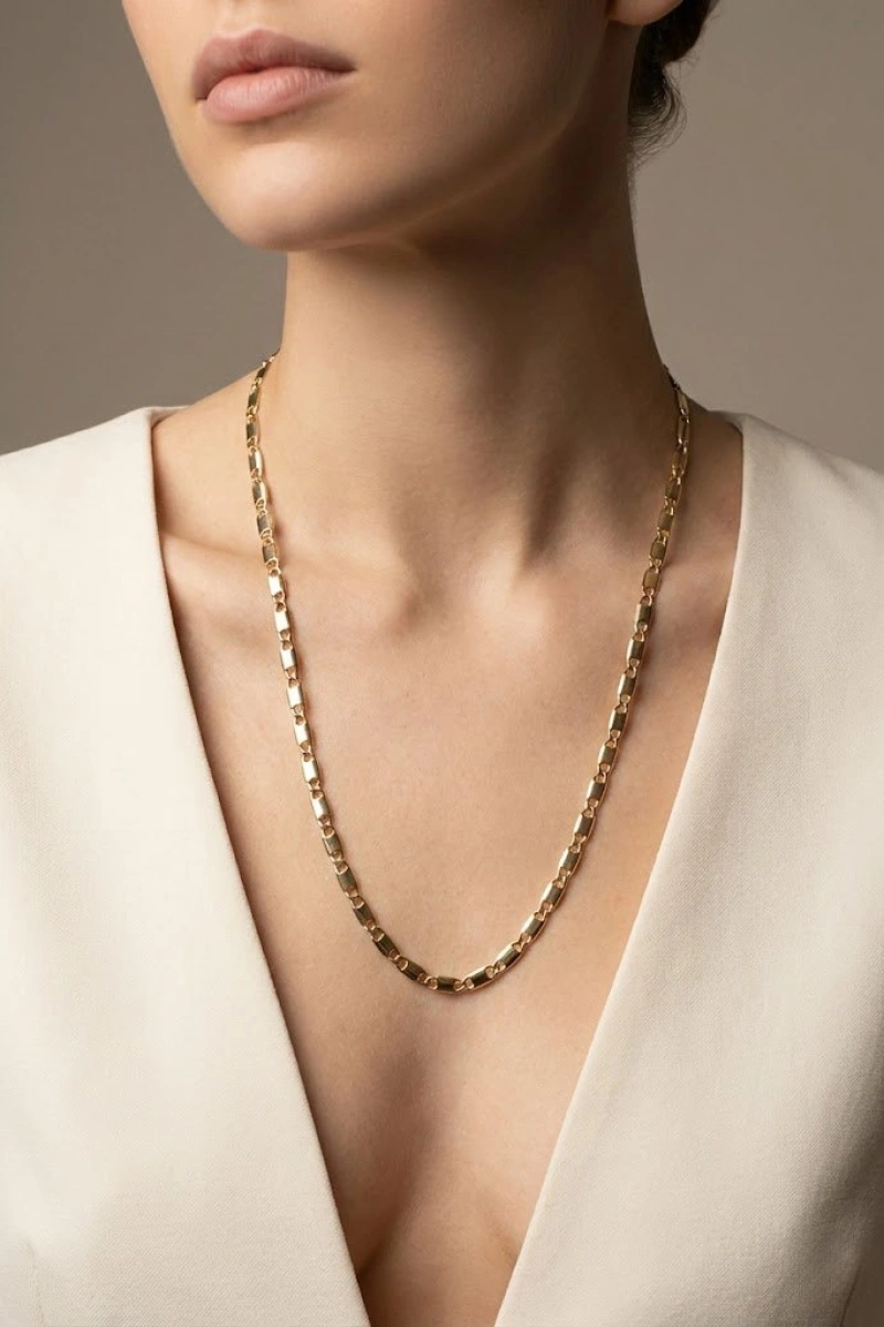 İnce Pul Geçişli Gold Altın Kaplama Kolye