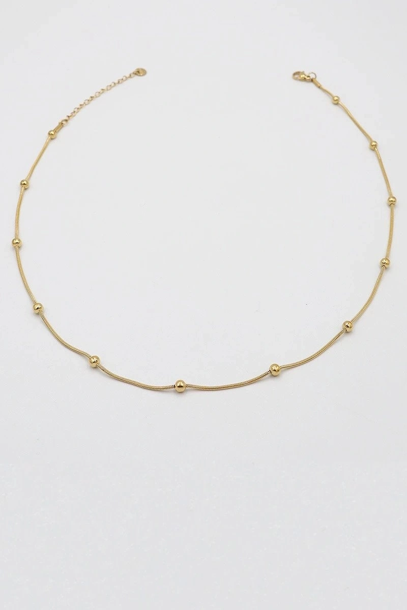 Dorika Model Topçuklu Gold Altın Kaplama Kolye