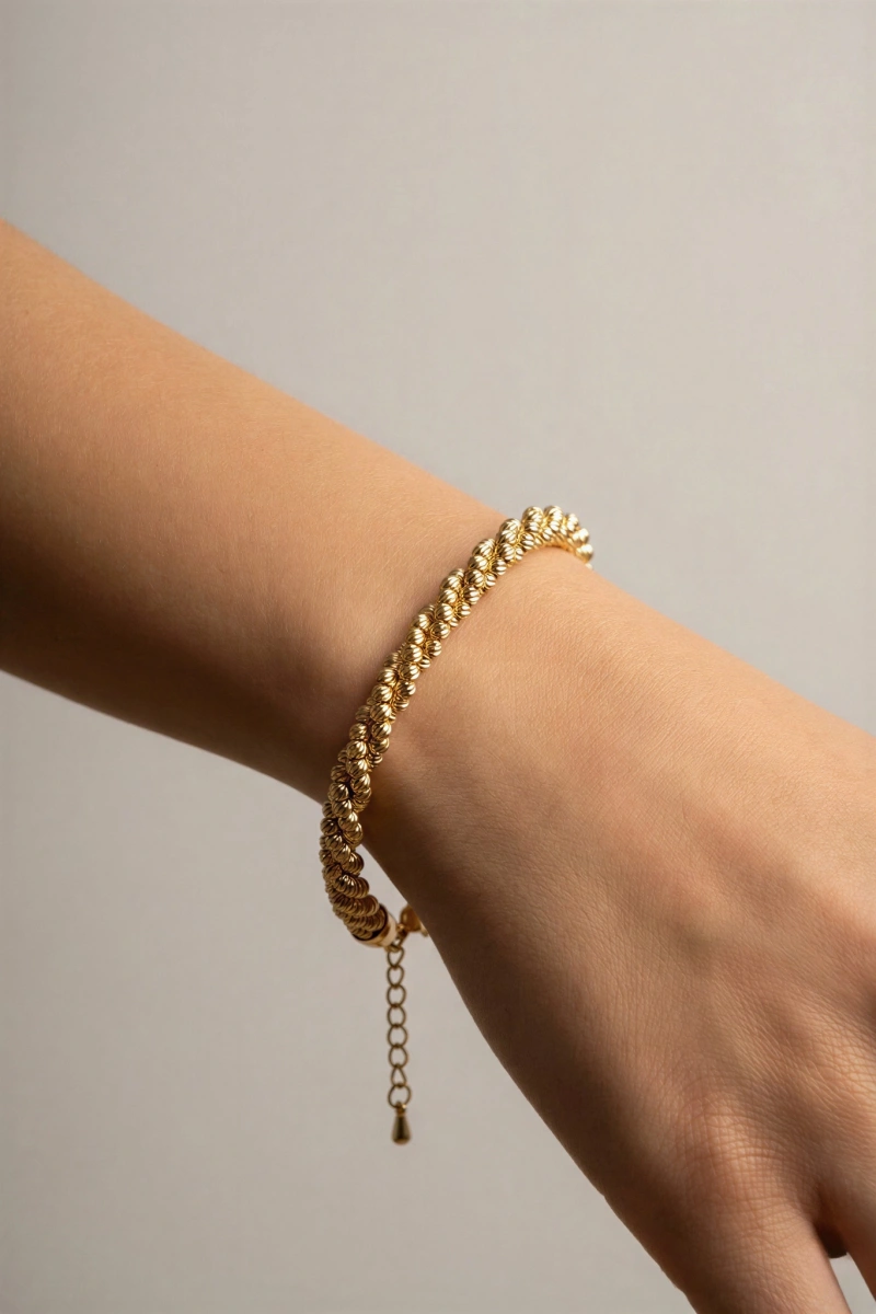 Sıralı Sarmal Dorika Model Gold Altın Kaplama Bileklik