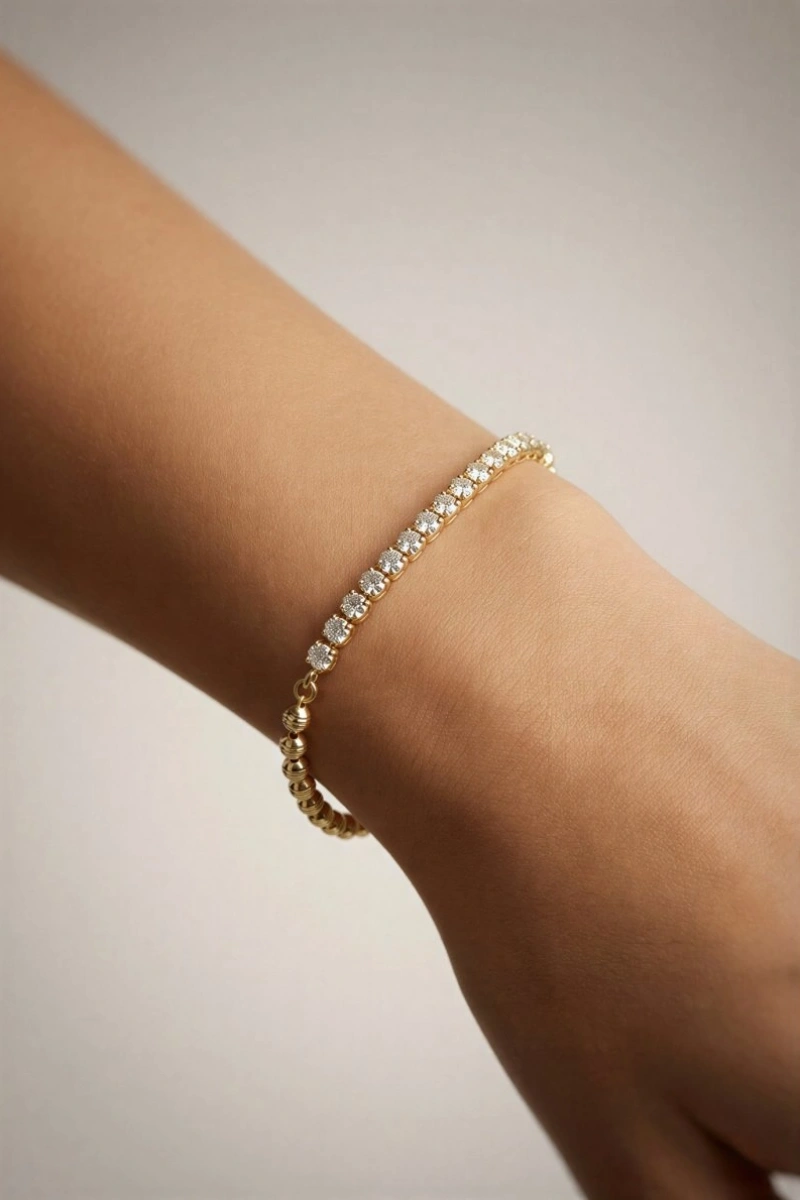 Yarı Su Yolu Yarı Dorika Model Gold Altın Kaplama Bileklik