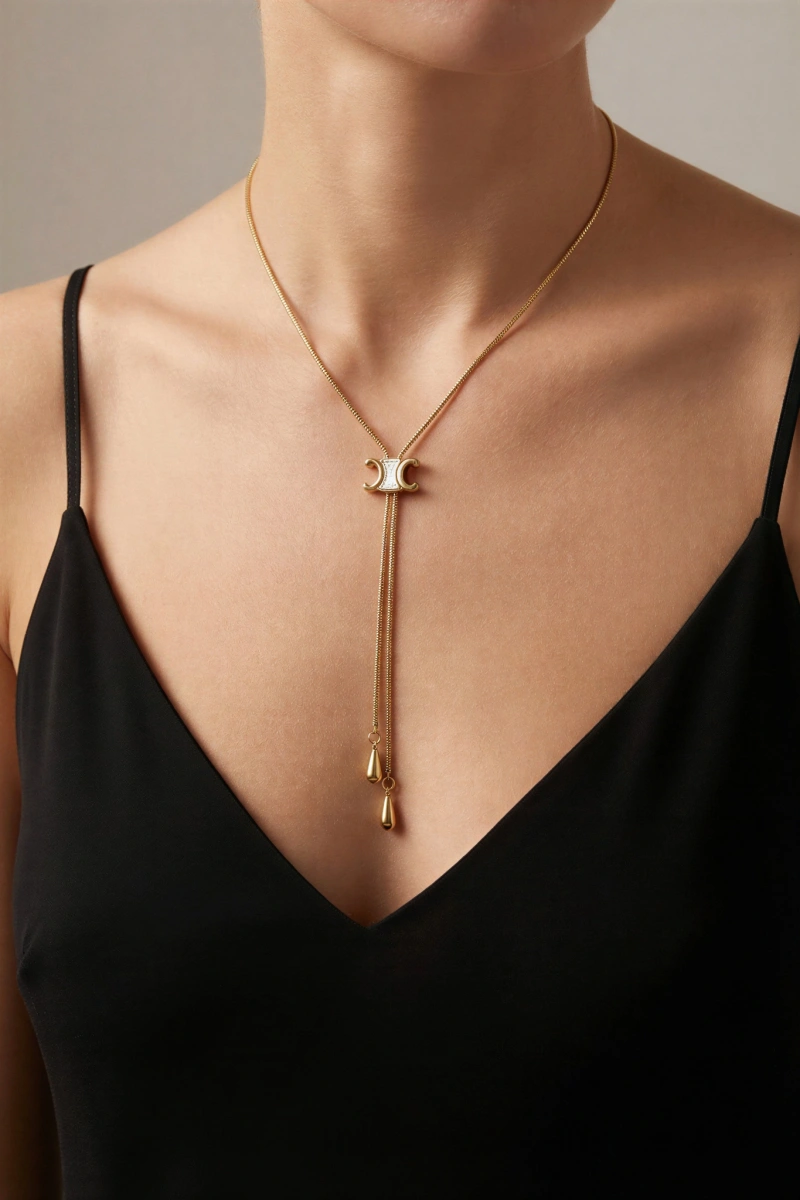 Sedef Kum Saati Detay Gold Altın Kaplama Kolye