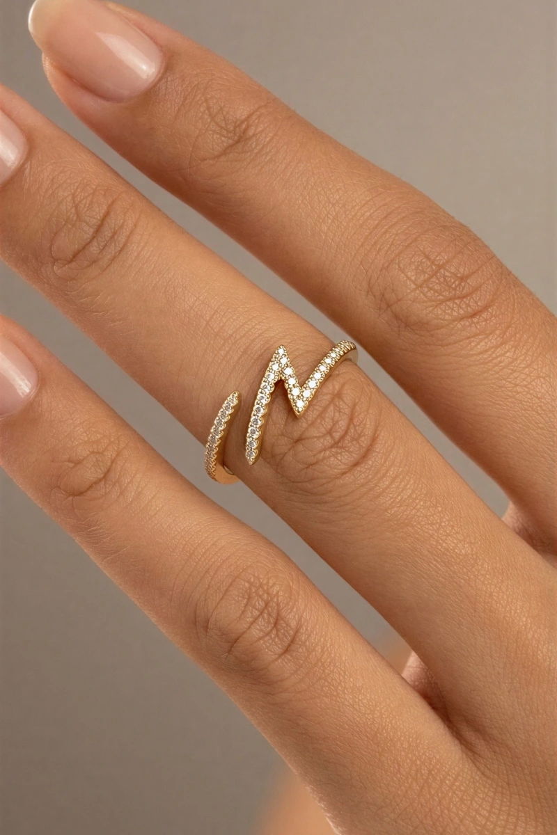 Şimşek Model Gold Altın Kaplama Yüzük