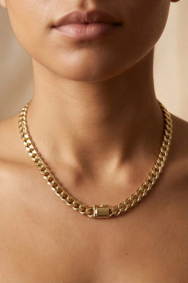 Düz Gurmet Model Gold Altın Kaplama Kolye