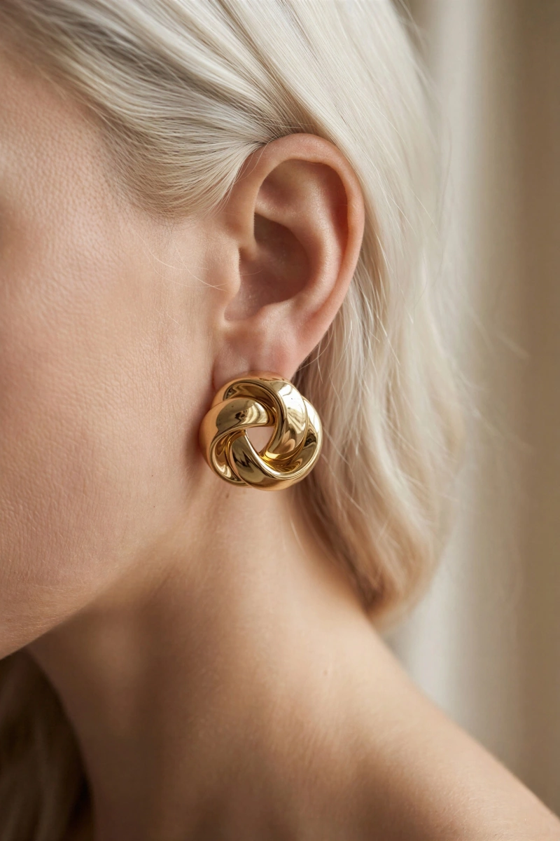 Döngü Model Gold Altın Kaplama Küpe