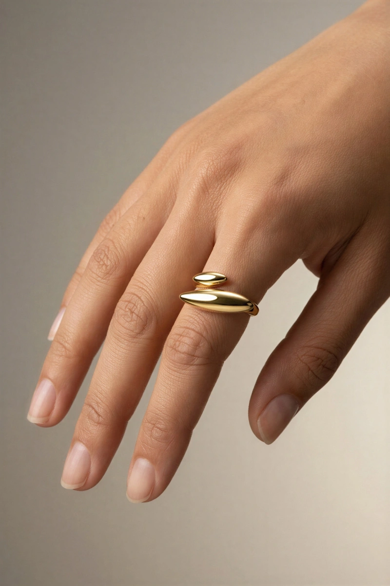 Zikzak Model Gold Altın Kaplama Yüzük