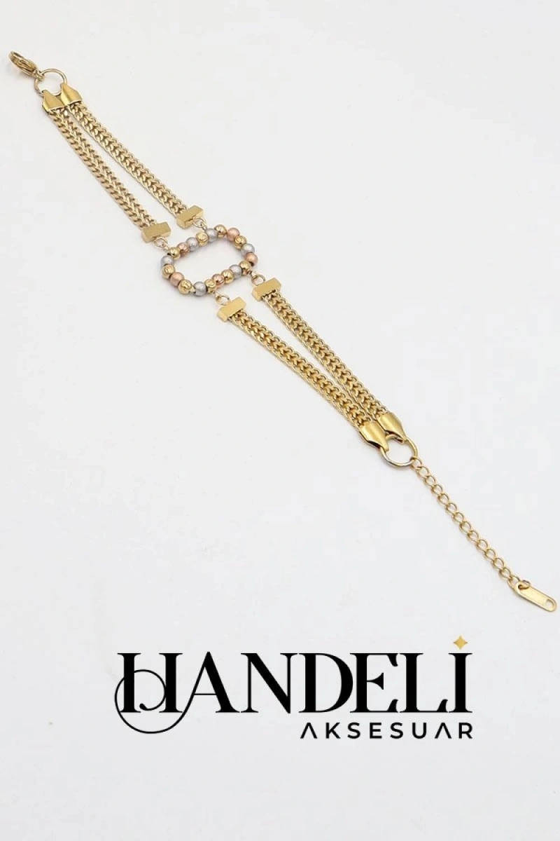 Rüya Model Üç Renk Altın Kaplama Çelik Bileklik