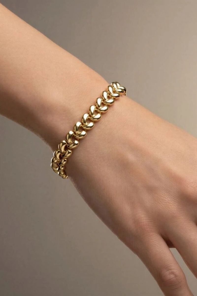 Çift Damla Model Gold Altın Kaplama Bileklik