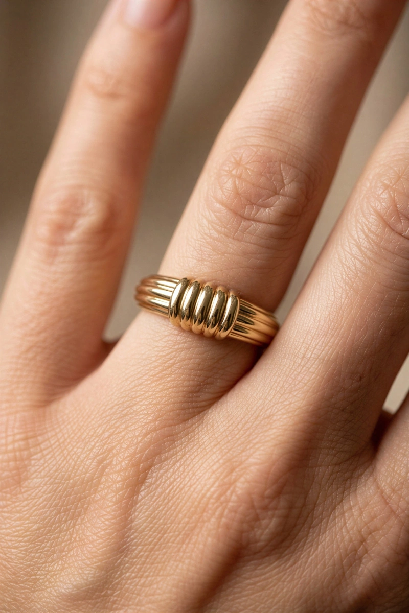 Fiyonk Model Gold Altın Kaplama Yüzük