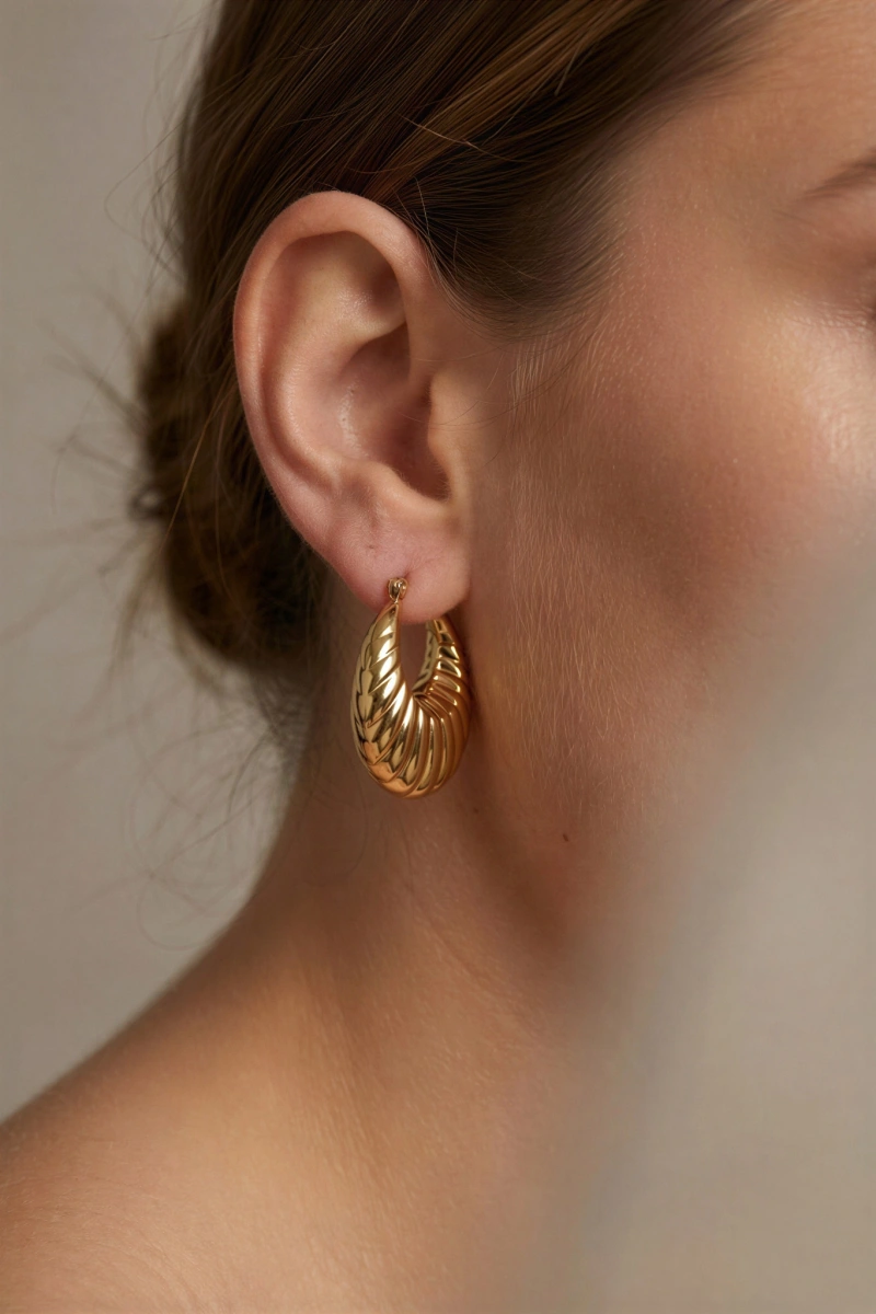 Pax Model Gold Altın Kaplama Çelik Küpe