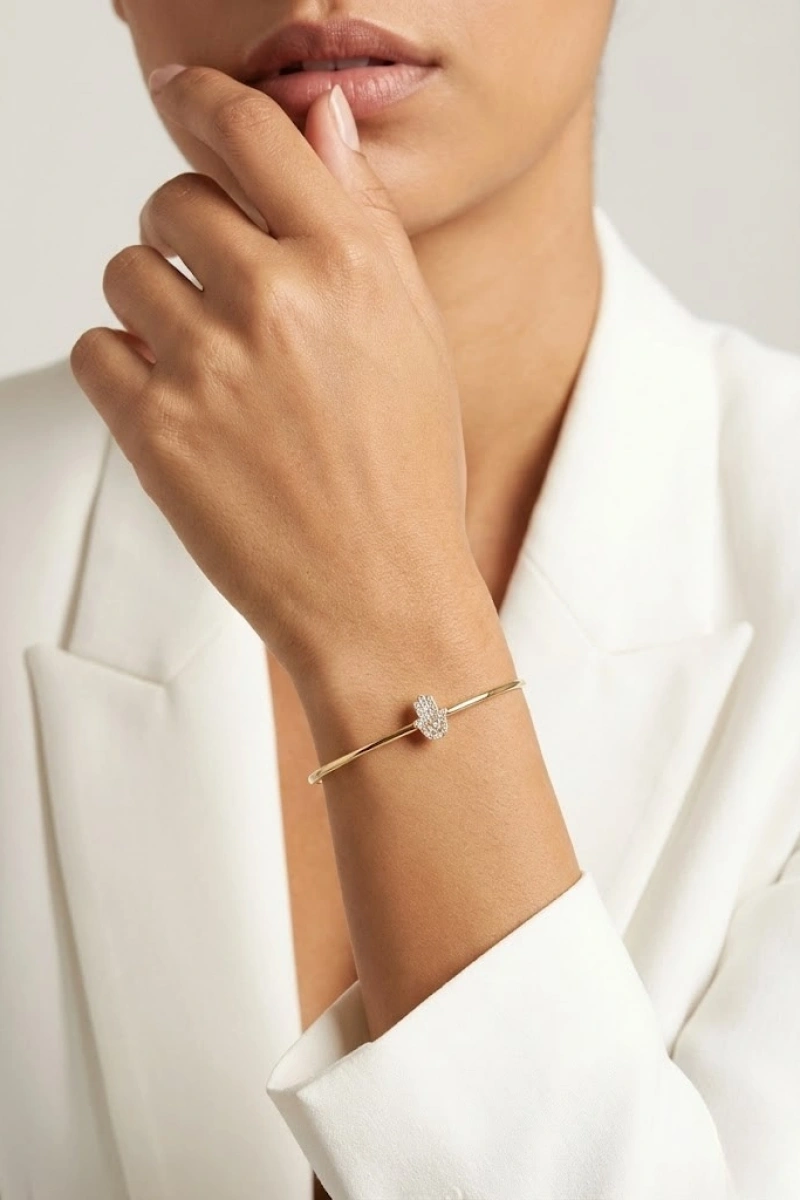 Yay Model Fatıma Detay Gold Altın Kaplama Bileklik