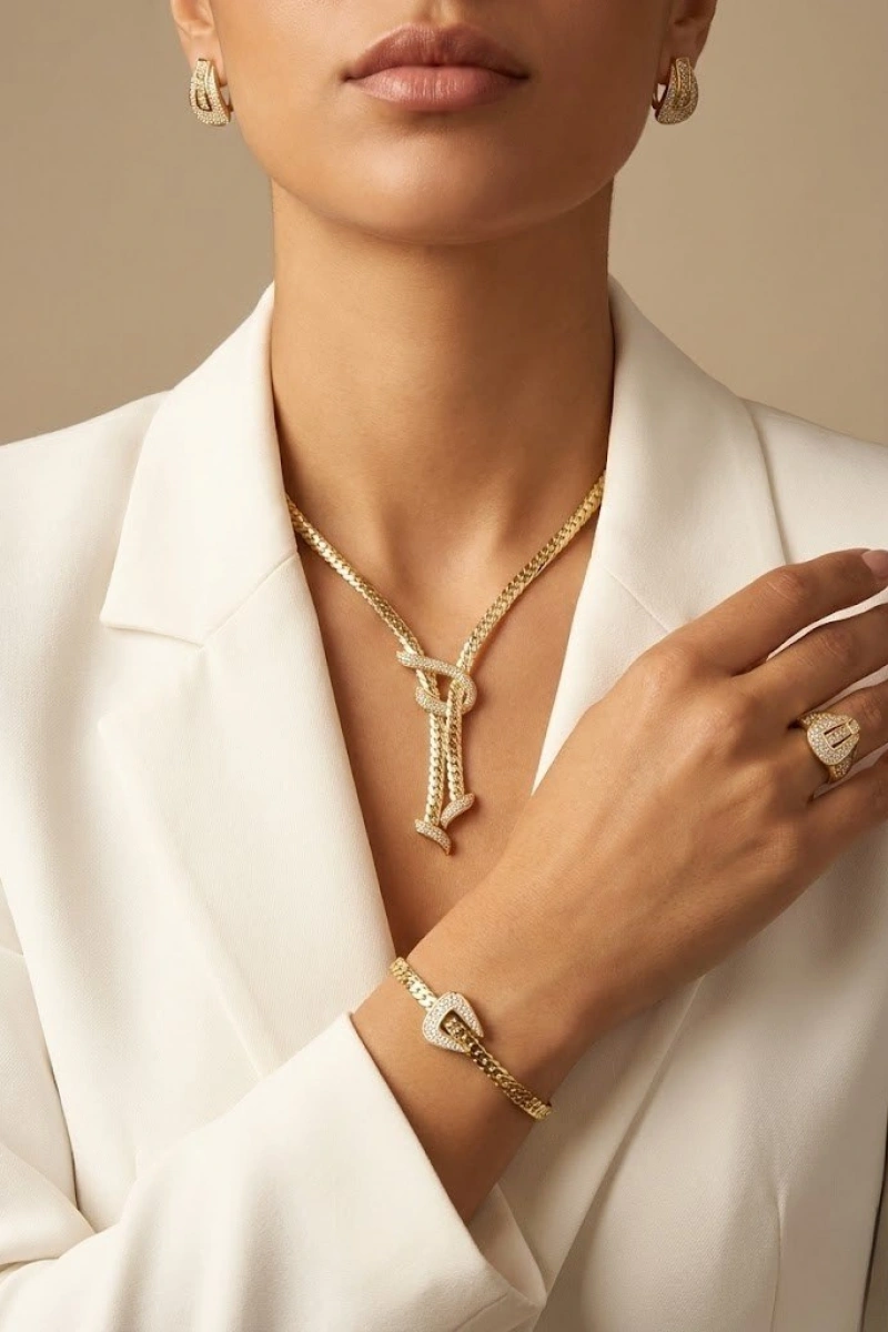 Dörtlü Sırma Model Gold Altın Kaplama Set