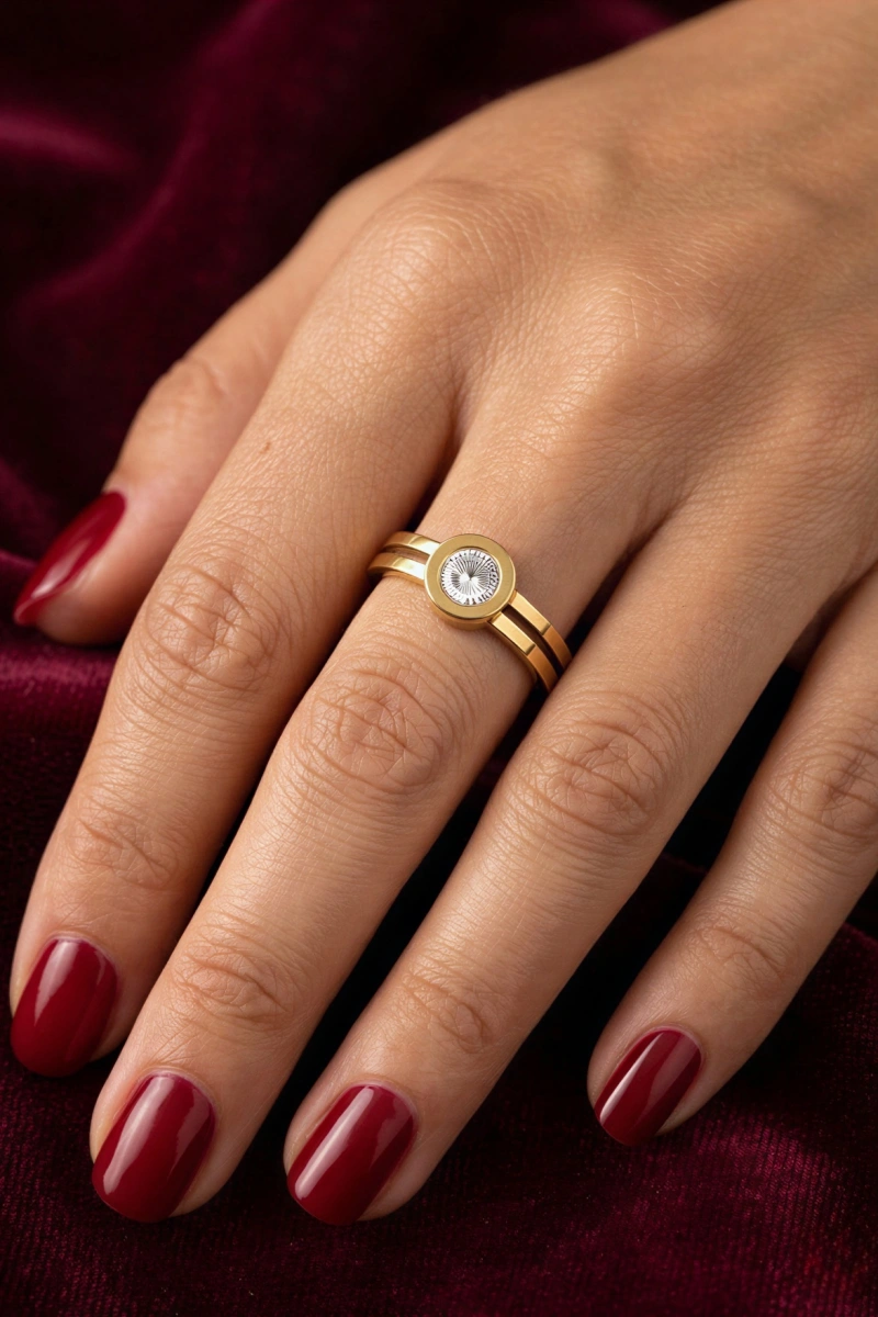 Kalın Tek Taş Model Gold Altın Kaplama Yüzük