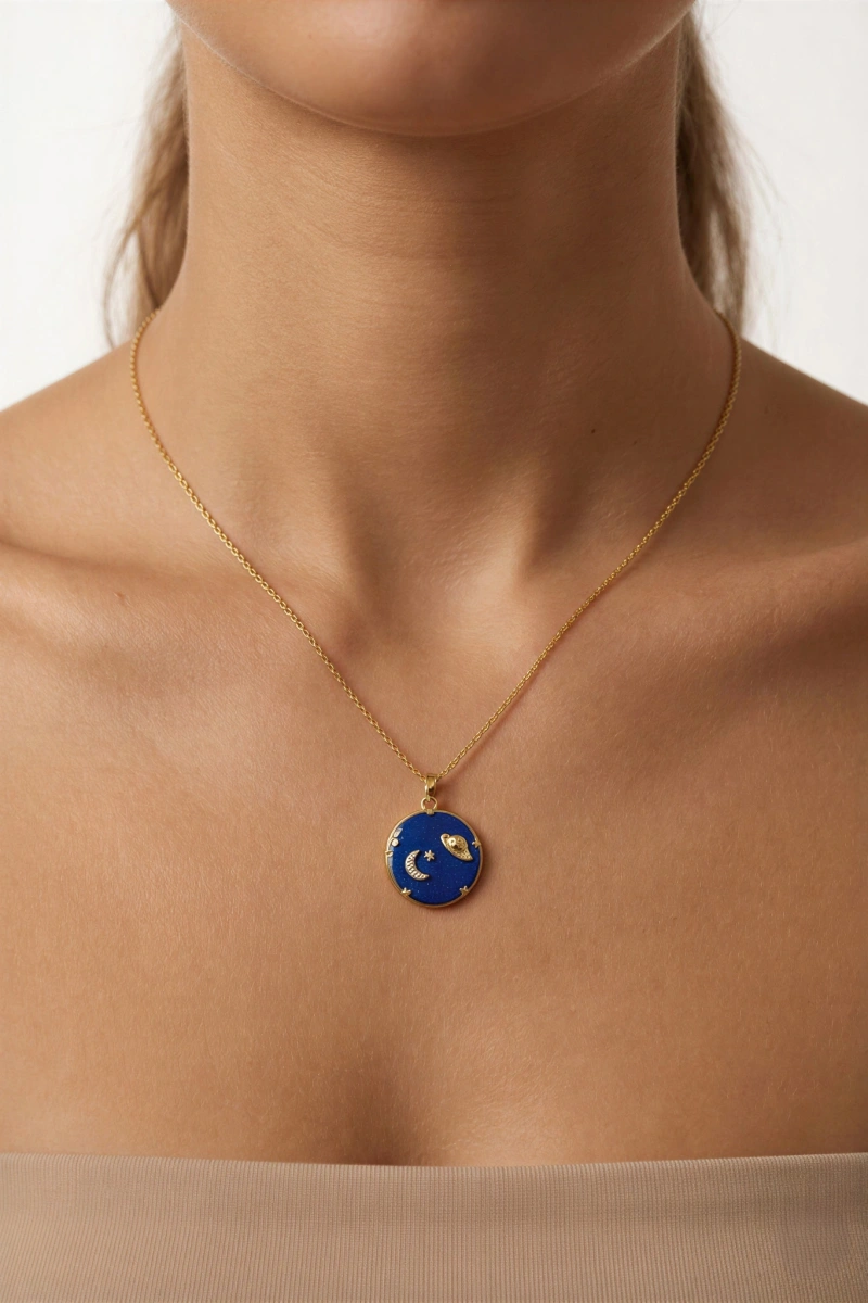 Açılabilir Gezegen Model Gold Altın Kaplama Çelik Kolye