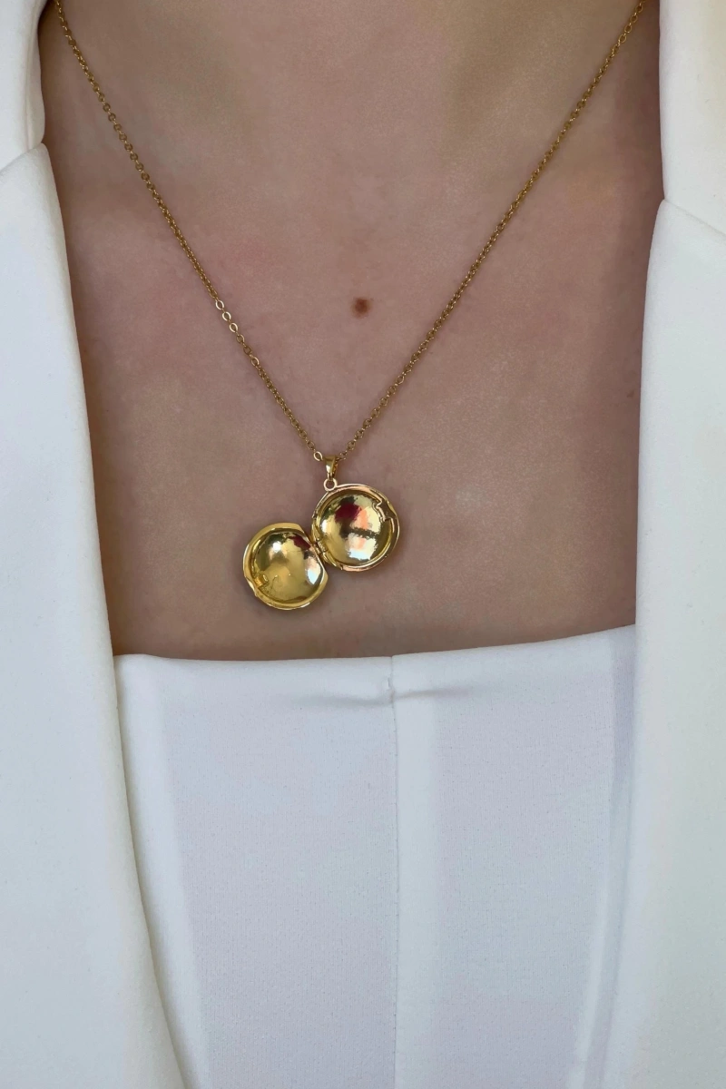 Açılabilir Gezegen Model Gold Altın Kaplama Çelik Kolye