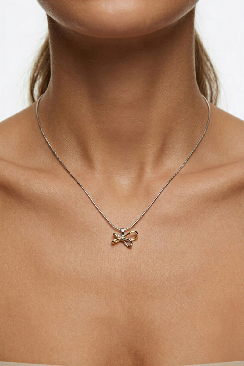 Dragonfly Model Beyaz Altın Kaplama Kolye