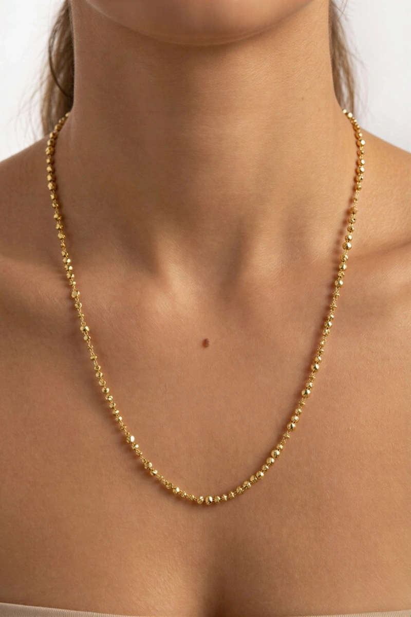 Sıralı Desenli Halka Model Gold Altın Kaplama Kolye