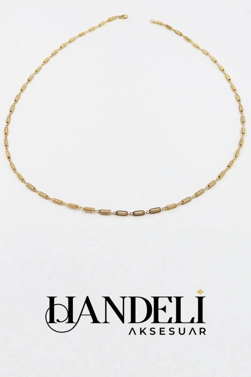 Bayanay Model Gold Altın Kaplama Çelik Kolye